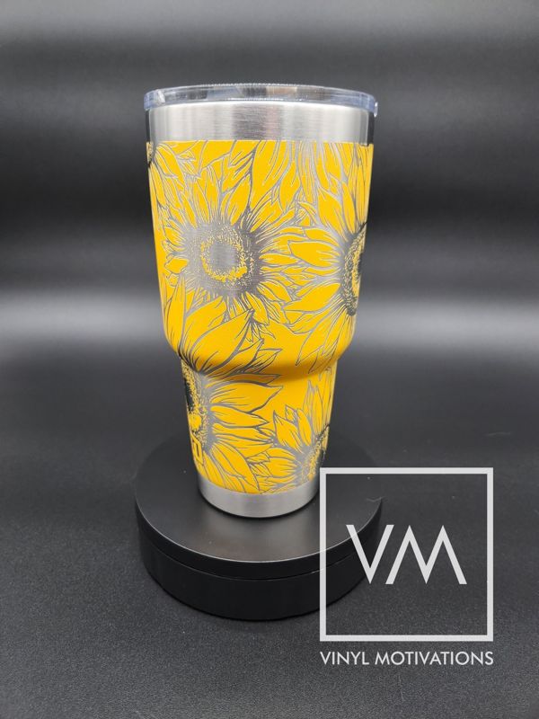 Sunflower Tumbler Engraved Yeti 30oz (White, Sunflower Only)