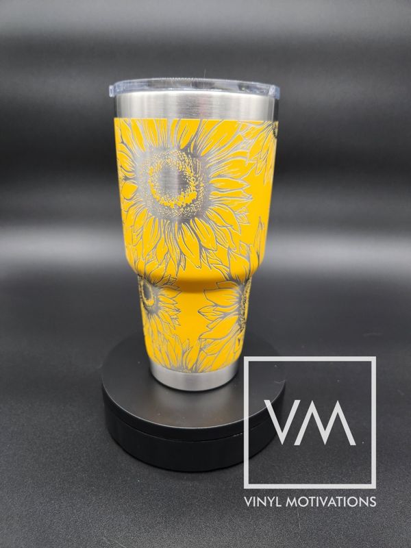 Sunflower Tumbler Engraved Yeti 30oz (White, Sunflower Only)