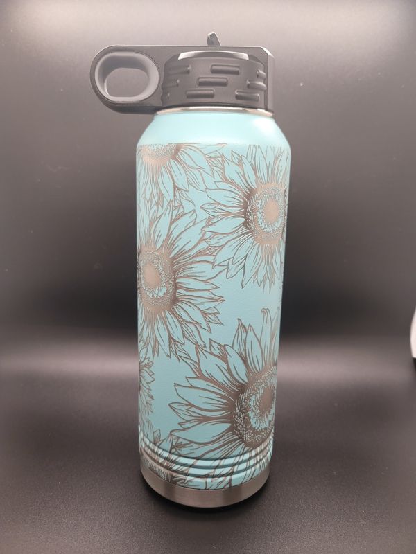 Spring Sunflower Tumbler Water Bottle Engraved Polar Camel 30oz (White)