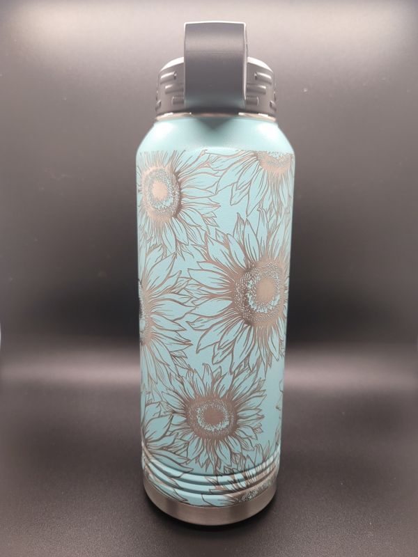 Spring Sunflower Tumbler Water Bottle Engraved Polar Camel 30oz (White)