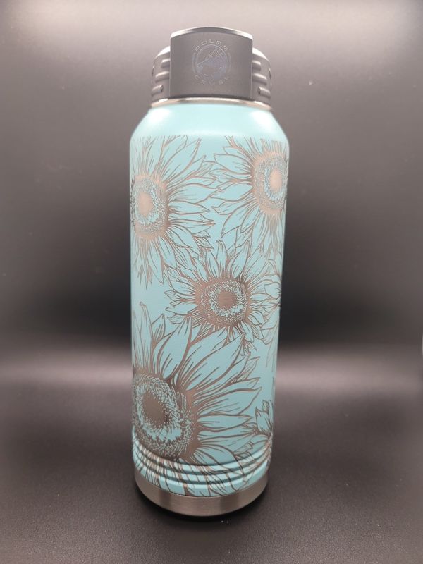 Spring Sunflower Tumbler Water Bottle Engraved Polar Camel 30oz (White)