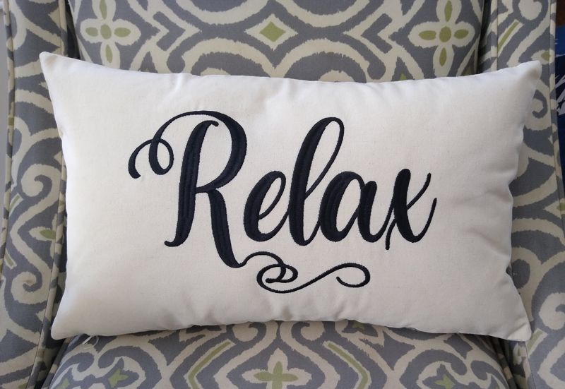 Relax embroidered pillow, 12"x18" Pillow, Cover with Insert, boyfriend,beach house, lake house, guest, hostess gift
