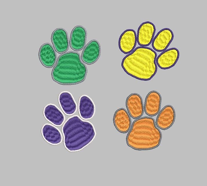 Paw Print Embroidery design, Paw Outlined Embroidery Design, Machine Embroidery, 4 Sizes, Paw Design, Cat Love, Dog Love, Cougar, Wildcat